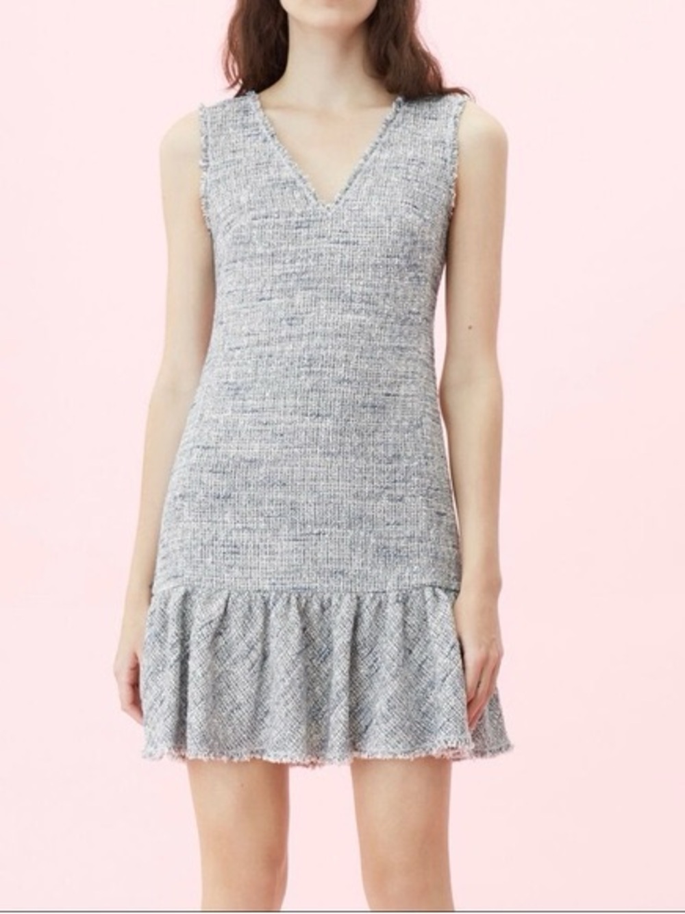 Rebecca Taylor Tweed Mini Sleeveless Dress with peplum ruffle skirt size 4